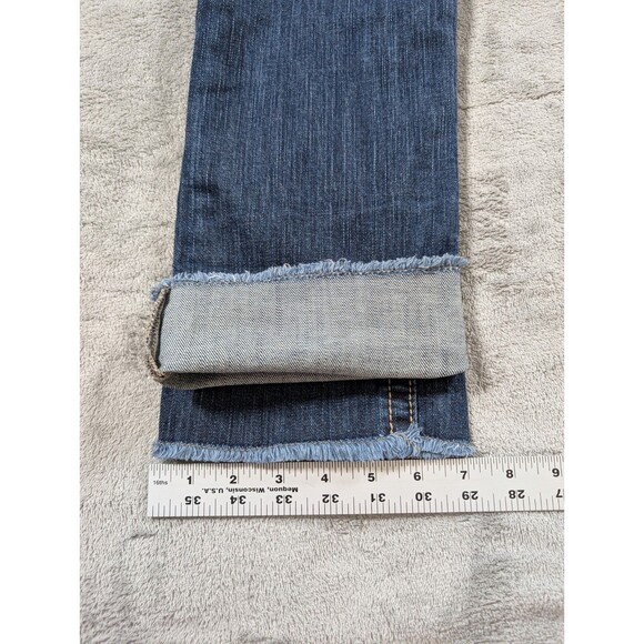 BKE Lexi Crop Jeans Womens 29 Blue Raw Hem Stretch Bling Buckle Denim Casual - Picture 10 of 10